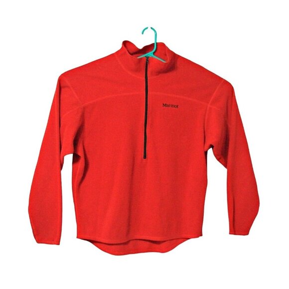 Marmot Mens Red Fleece Polartec Sweatshirt Pullover Half Zip Size XL Poly Blend - Picture 1 of 12